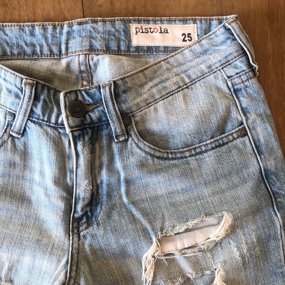Pistola, distressed mid rise jeans, light wash, size 25 - Picture 4 of 4